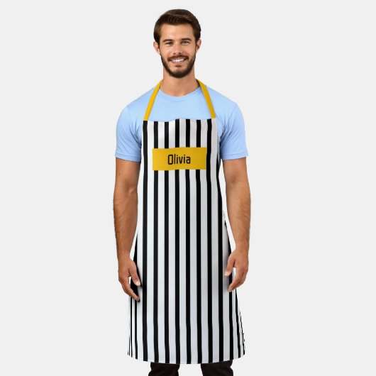 Long Patterned Apron for Women & Men – Durable  エプロン (着用した状態)