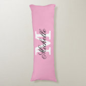 Long pink body pillow with custom monogram ボディピロー (正面縦)