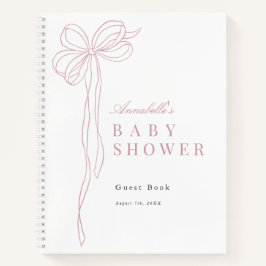 Long Pink Bow Ribbon Girl Baby Shower Guest Book ノートブック