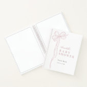 Long Pink Bow Ribbon Girl Baby Shower Guest Book ノートブック (内部)