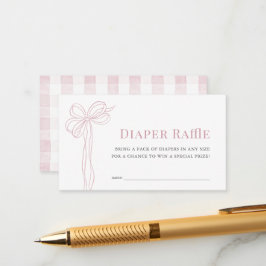 Long Pink Bow Ribbon Girl Diaper Raffle Ticket エンクロージャーカード
