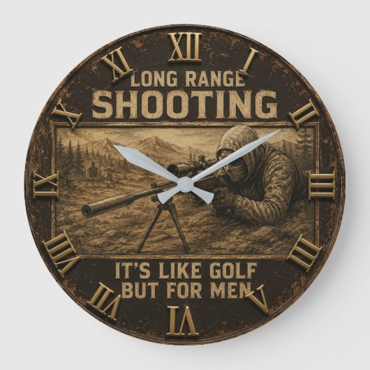 Long Range Shooting Precision Marksman Rustic ラージ壁時計 (正面)