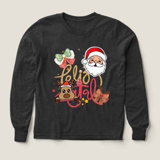 Long sleeved cute t-shirt with fancy christmas (デザイン正面)