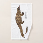 Long-tailed pangolin cartoon illustration バスタオルセット (ハンドタオル)