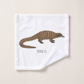 Long-tailed pangolin cartoon illustration バスタオルセット (ウォッシュタオル)