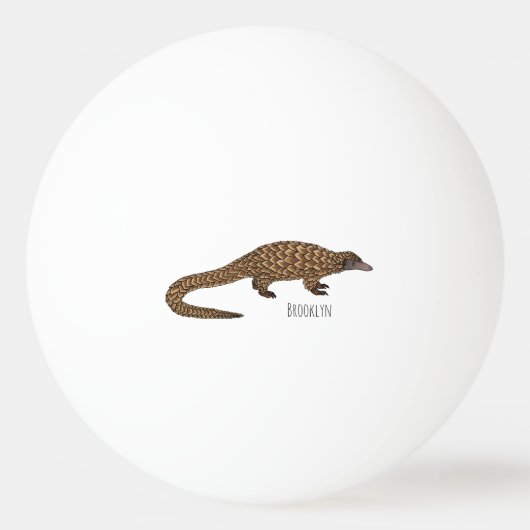 Long-tailed pangolin cartoon illustration  卓球ボール (正面)