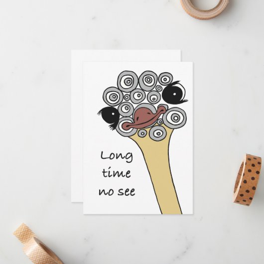 Long time no see – a friendly hello, doodle-style ノートカード (正面/裏面インサイチュ)