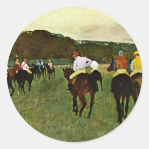 Longchampの競走馬By Edgar Degas ラウンドシール