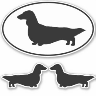 Longfed Dachshund Dogシルエットのステッカーセット シール