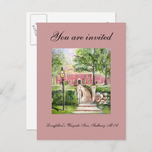 Longfellowの路傍のイン-招待状 インビテーションポストカード (正面/裏面)