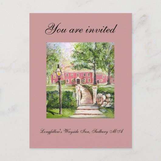 Longfellowの路傍のイン-招待状 インビテーションポストカード (正面)