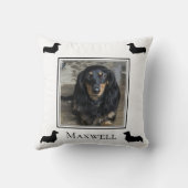 Longhed Dachshandシルエットフォトパーソナライズされた クッション (裏面)