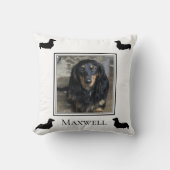 Longhed Dachshandシルエットフォトパーソナライズされた クッション (正面)