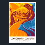 Longhorn Cavern State Park Texas Vintage  ポスター<br><div class="desc">Longhorn Cavern State Park artwork design. The state park is named for Longhorn Cavern,  a limestone cave formed by the cutting action of an underground river that receded thousands of years ago.</div>