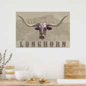 Longhorn Country Poster -60x40 – その他のサイズも ポスター (キッチン)
