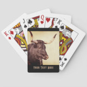 longhorn cowテキストフォトアートをパーソナライズされた追加する トランプ (裏面)