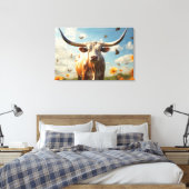 Longhorn Love Stretted Canvas Print キャンバスプリント (インサイチュ (寝室))