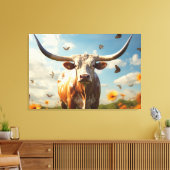 Longhorn Love Stretted Canvas Print キャンバスプリント (インサイチュ (リビング))