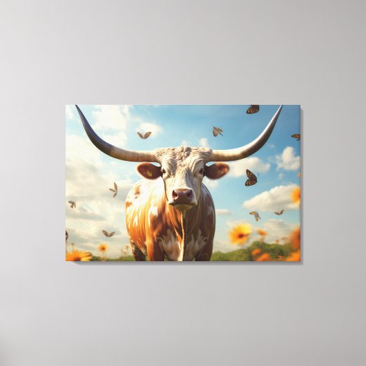 Longhorn Love Stretted Canvas Print キャンバスプリント (正面)