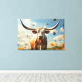 Longhorn Love Stretted Canvas Print キャンバスプリント (インサイチュ (ウッドフロア))