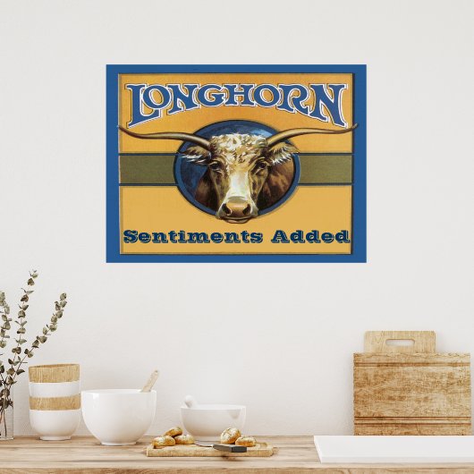 Longhorn Poster, edit text, ポスター (キッチン)