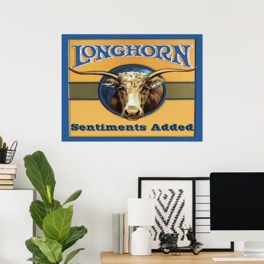 Longhorn Poster, edit text, ポスター (ホームオフィス)
