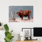 Longhorn Steer ポスター (ホームオフィス)