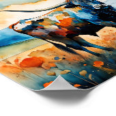 Longhorn Steer in a pasture ポスター (角)