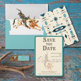 Longhorn Western Ranch Wedding Save the Date Card