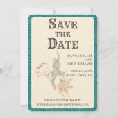 Longhorn Western Ranch Wedding Save the Date Card (正面)