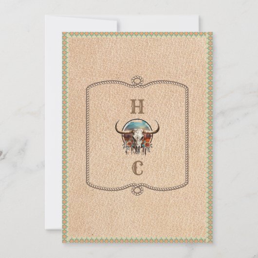 Longhorn Western Wrangler Wedding Invitation 招待状 (裏面)