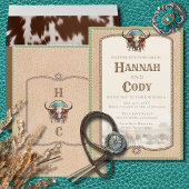 Longhorn Western Wrangler Wedding Invitation 招待状
