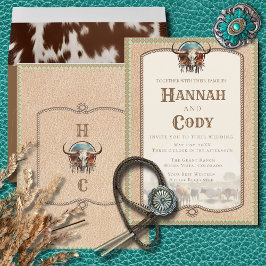 Longhorn Western Wrangler Wedding Invitation 招待状