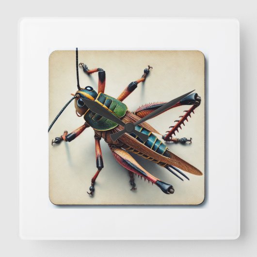 Longhorned Grasshopper Katydid 160724IREF102 - Wat スクエア壁時計 (正面)