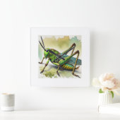 Longhorned Grasshopper Katydid 270824IREF244 - Wat スクエア壁時計 (ホーム)