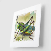 Longhorned Grasshopper Katydid 270824IREF244 - Wat スクエア壁時計 (傾斜)
