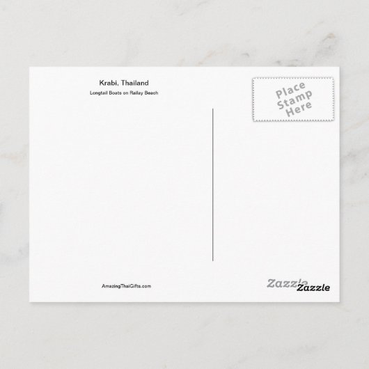 LongtailのボートのKrabiタイの郵便はがき ポストカード (裏面)