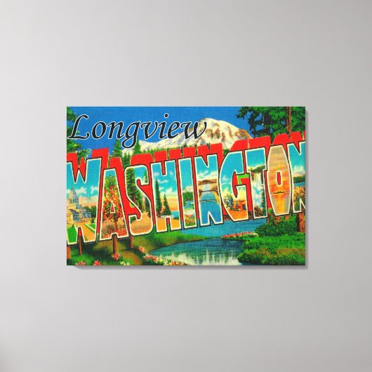 Longview, Washington – ラージ・レター・シーン キャンバスプリント (正面)
