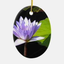 Longwoodの庭のリリーのパッドが付いている薄紫の花 セラミックオーナメント
