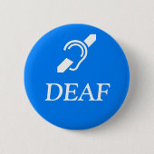 LOOERという単語の上に聴覚障害者のシンボル。 缶バッジ (正面)