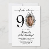 Look モダン Who's 90 Photo Adult誕生日 招待状 (正面)