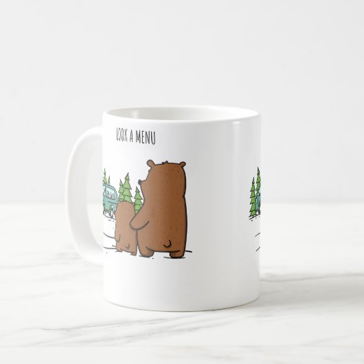 Look A Menu Funny Bear Camping コーヒーマグカップ (正面左)