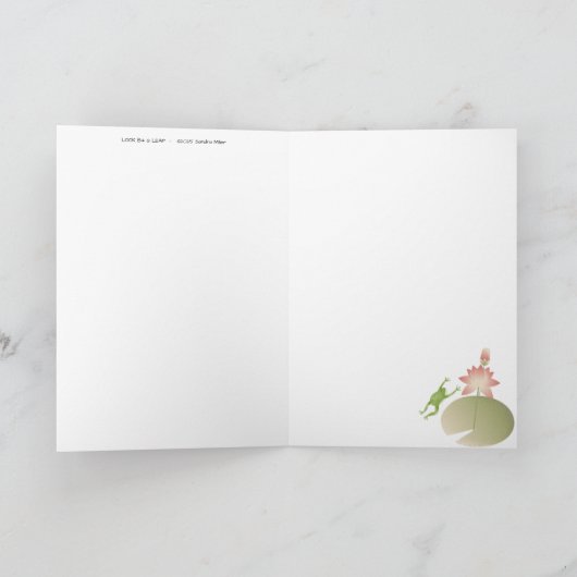 LOOK B4 U LEAP水色バードフクロウのアートカード サンキューカード (内部)