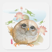 LOOK B4 U LEAP水色バードフクロウ スクエアシール (正面)