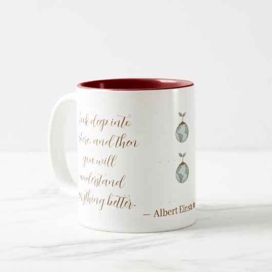 Look Deep Into Nature Einstein Quote Mug ツートーンマグカップ (正面左)