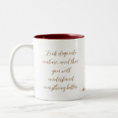 Look Deep Into Nature Einstein Quote Mug ツートーンマグカップ (左)