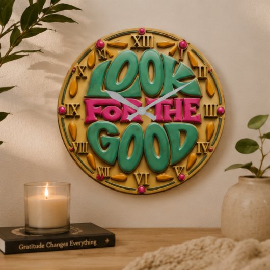 Look for the Good Inspirational Positive Quote ラージ壁時計