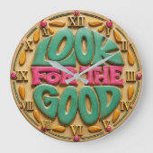 Look for the Good Inspirational Positive Quote ラージ壁時計 (正面)