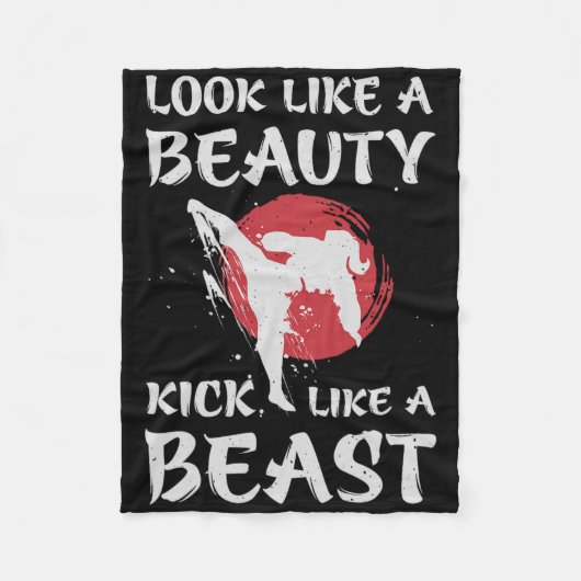 Look Like A Beauty Kick Like A Beast Funny Karate  フリースブランケット (正面)