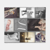 Look MonogramモダンとPhotos Gray フリースブランケット (正面(横))